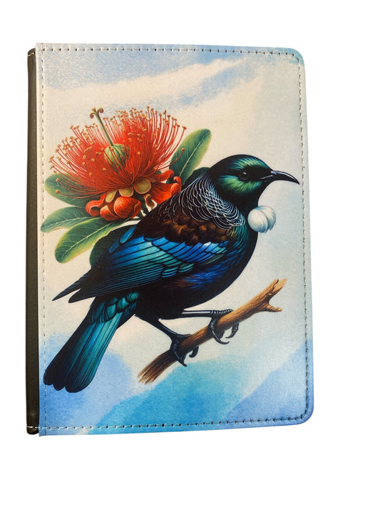 Tui - Reusable Notebook, NZ native bird, lined, feathers