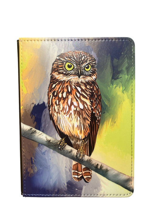 MorePork Owl - Reusable Notebook, bird, lined, feathers, Native