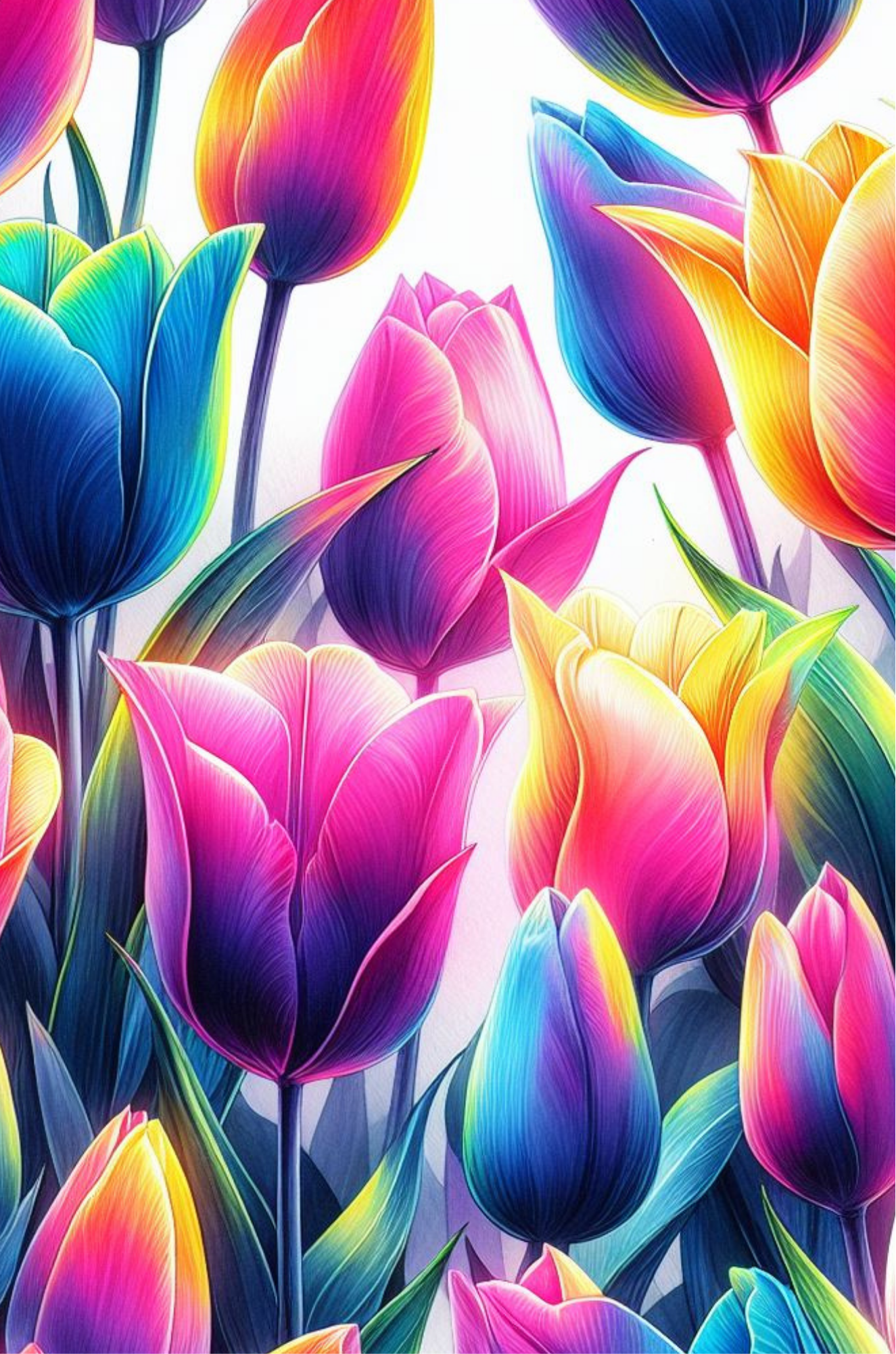 Neon Tulips - Reusable Notebook