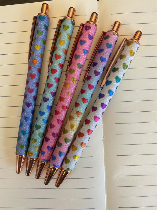 Glitter & Hearts Ballpoint Pens