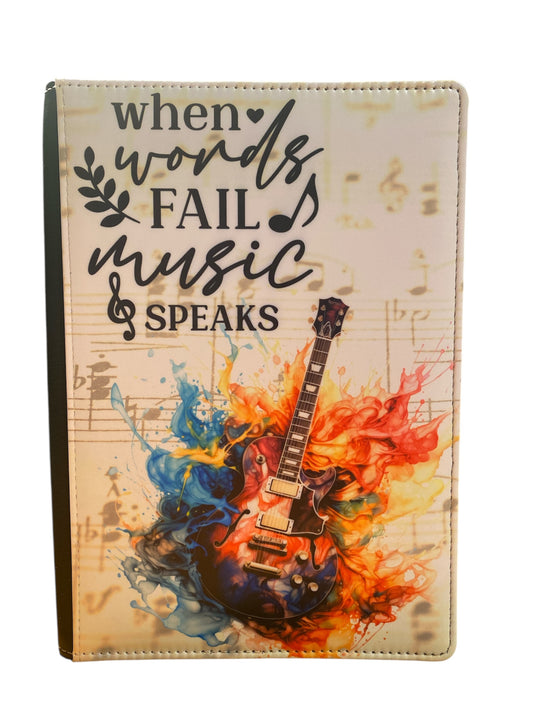 When Words Fail, Music Speaks - Reusable Notebook, Music, Guitar, Notes