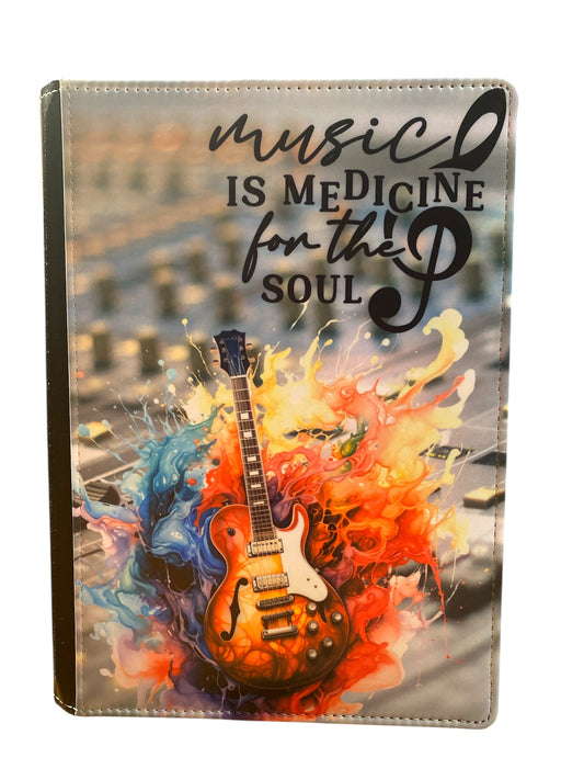 Music is Medicine for the Soul - Reusable Notebook, Music, Guitar, Notes