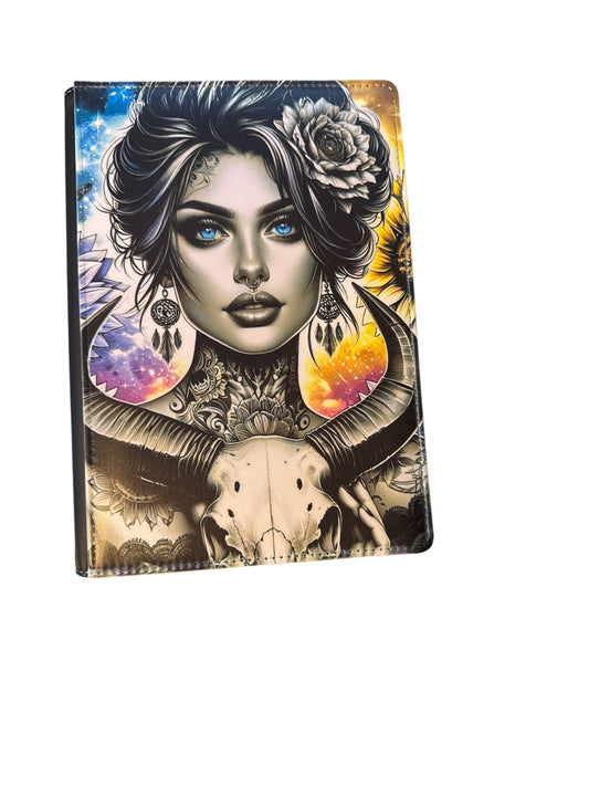 Blue Eyed Beauty - Reusable Notebook, Skull, Tattoo
