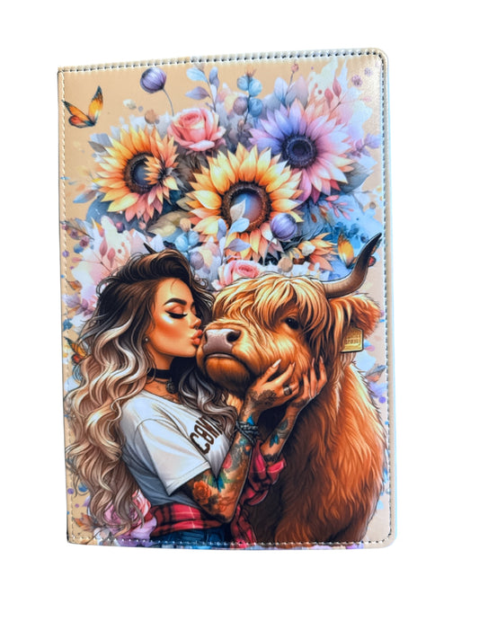 Girl & highland Cow - Reusable Notebook, Cows, Tattoo