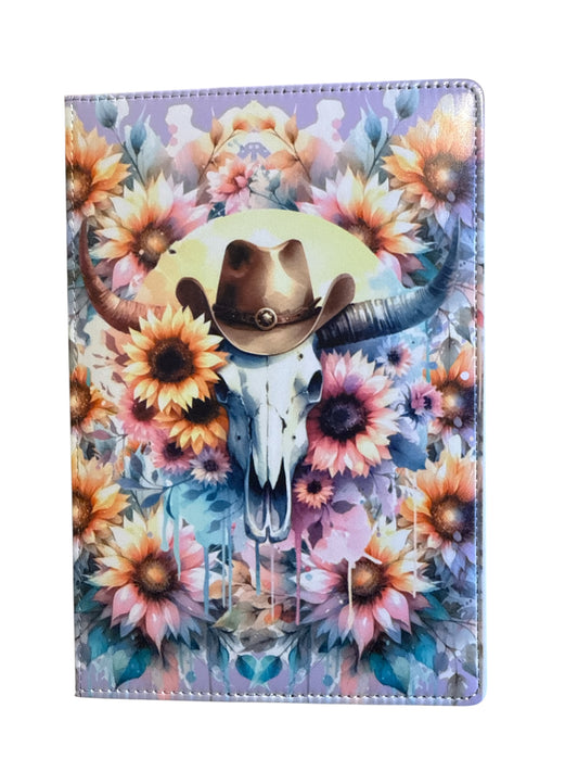 Skull in Cowboy Hat - Reusable Notebook, Flowers, Dripping