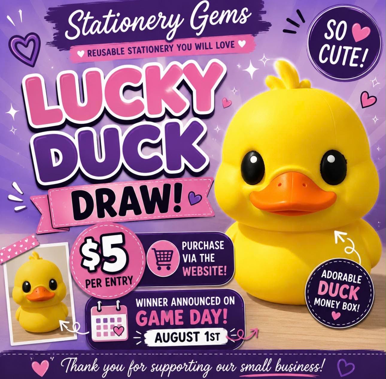 Yellow Duck Money Box Raffle